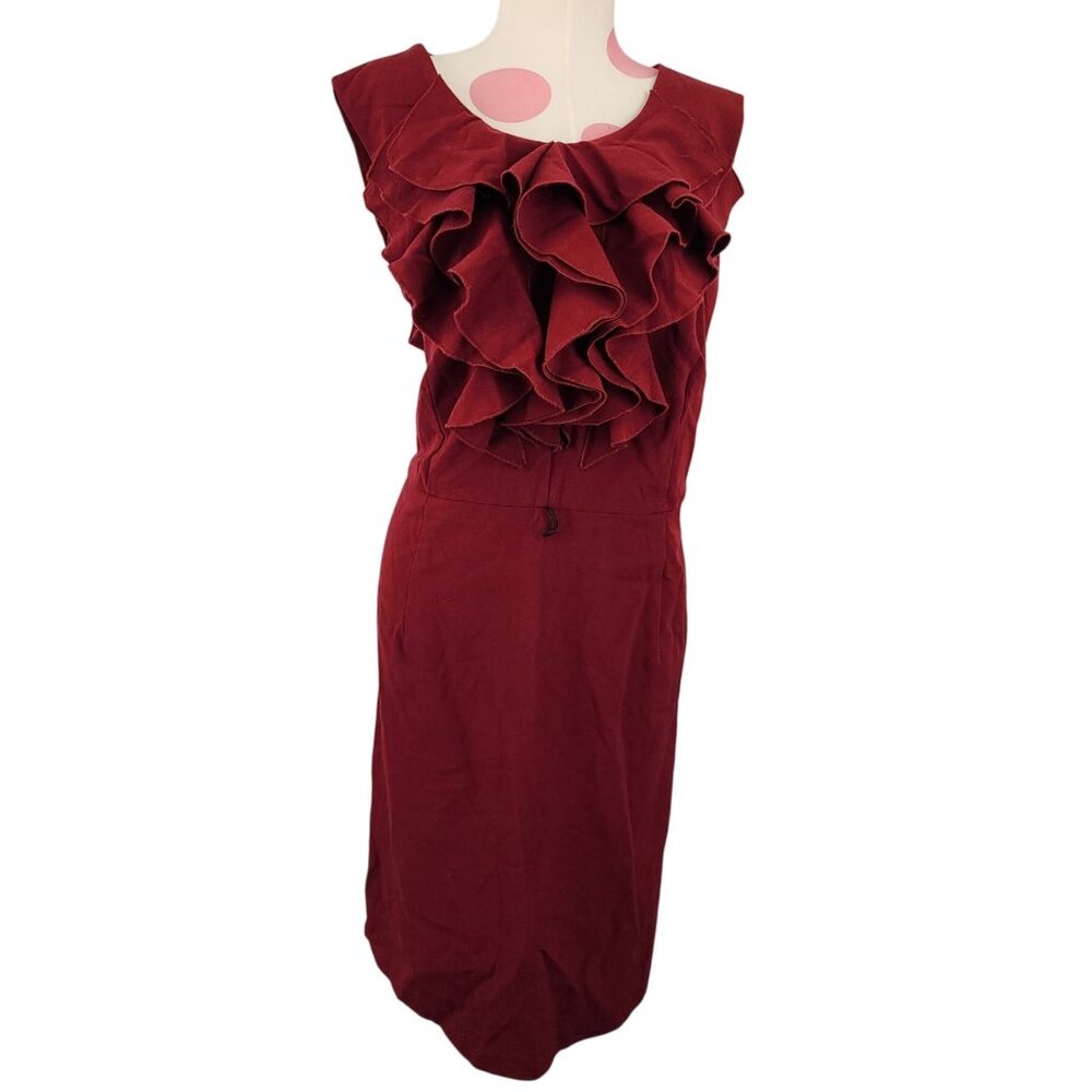 Women's Cato Woman Maroon Ruffle Top Dress Back Split 18W Fitted Pretty Party